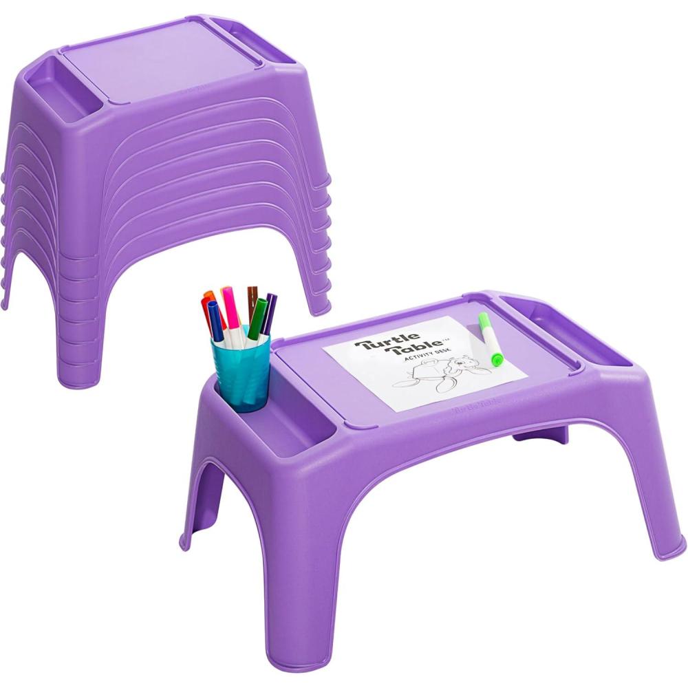 imageLAPGEAR Turtle Table Kids Flexible Seating Lap Desk Tray with Storage for Snacks Play Classroom and Sensory Activities  Assorted Pastels  Pack of 8  Style No 20120Purple