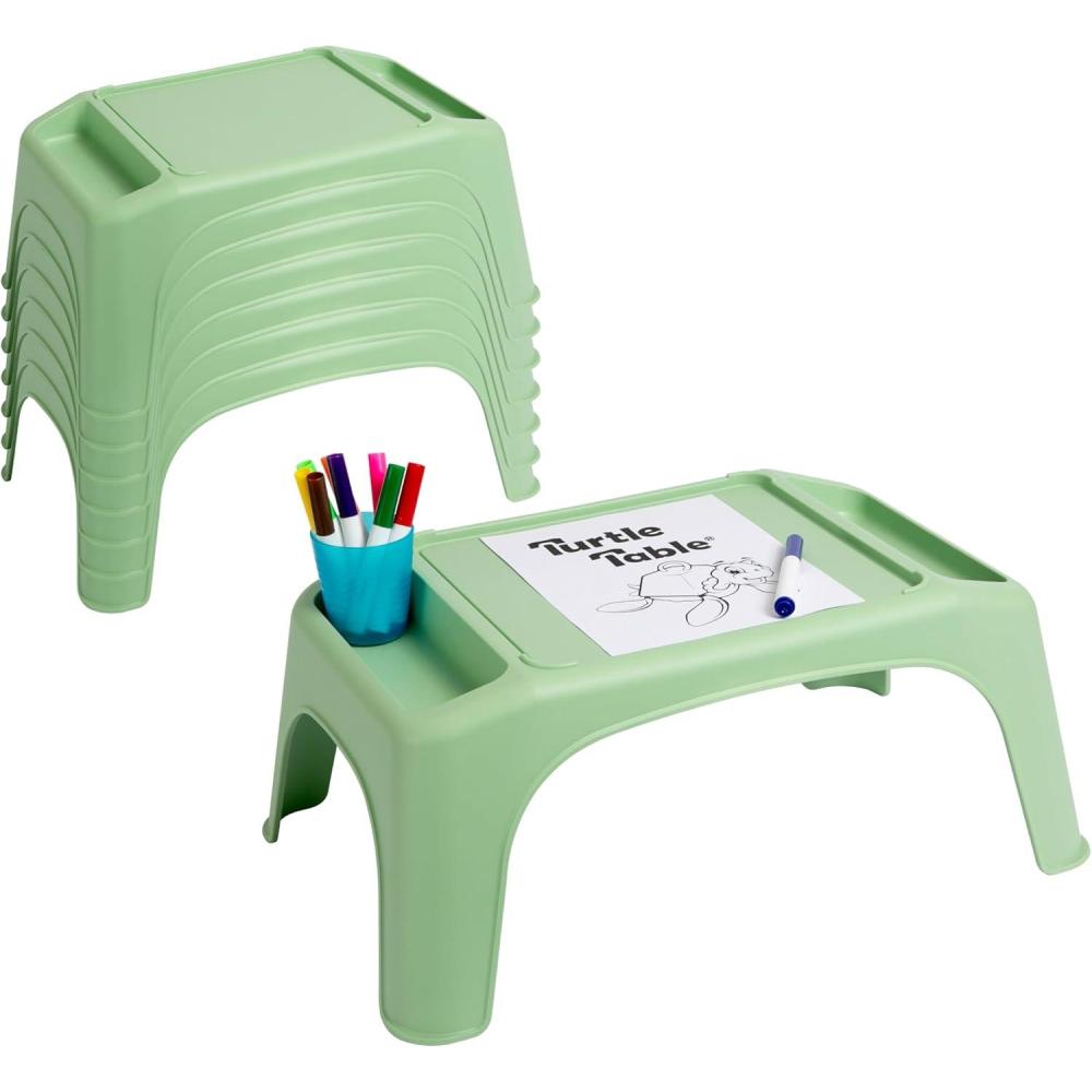 imageLAPGEAR Turtle Table Kids Flexible Seating Lap Desk Tray with Storage for Snacks Play Classroom and Sensory Activities  Assorted Pastels  Pack of 8  Style No 20120Sage Green