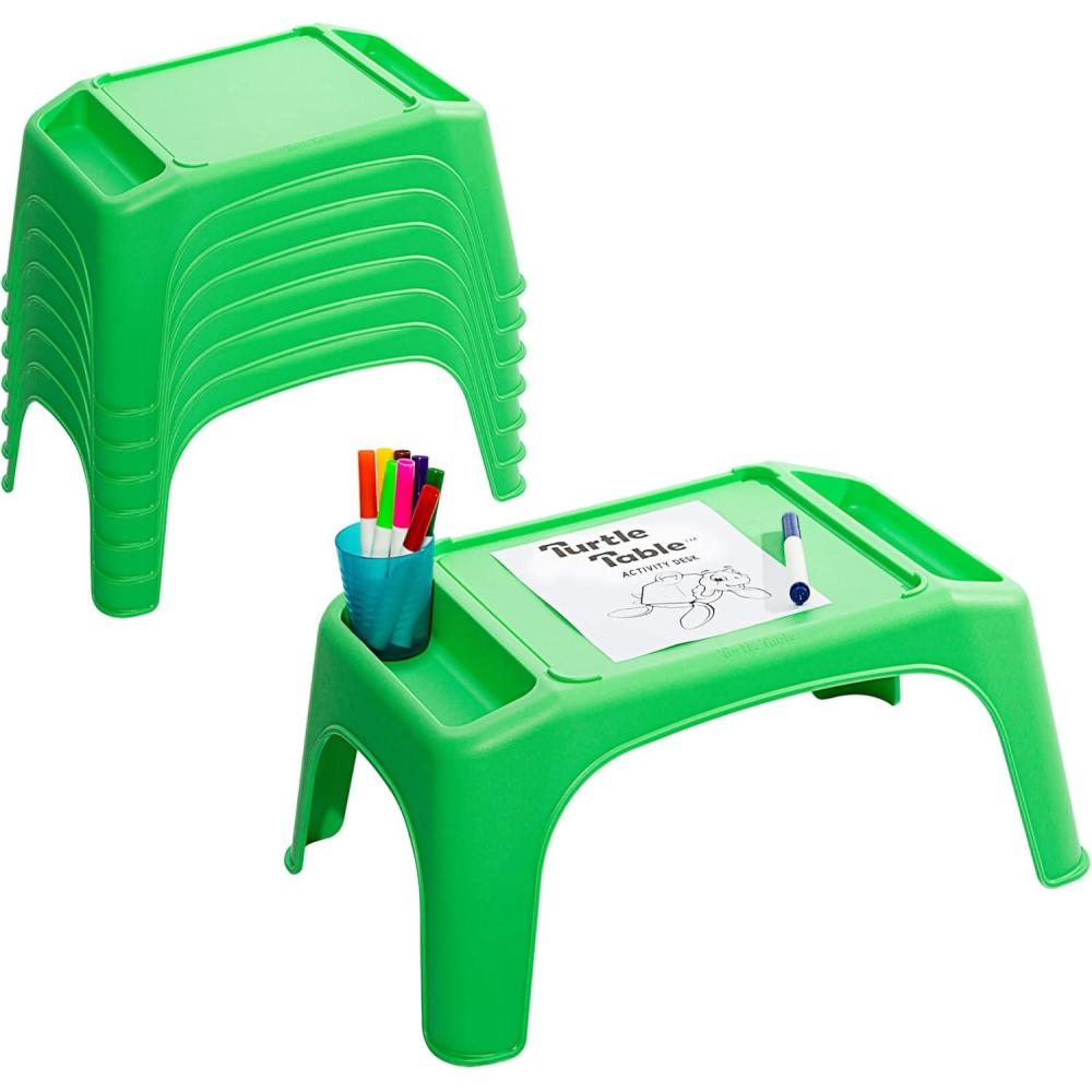 imageLAPGEAR Turtle Table Kids Flexible Seating Lap Desk Tray with Storage for Snacks Play Classroom and Sensory Activities  Assorted Pastels  Pack of 8  Style No 20120Green