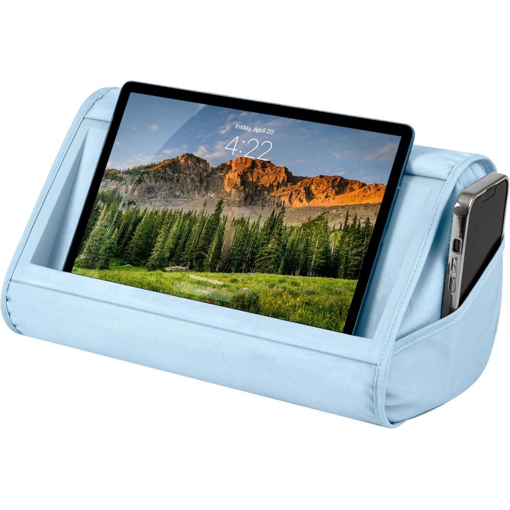 imageLapGear Tablet Pillow Stand  11quot Slot for iPads Galaxy Tabs Kindles EReaders ampamp Phones  Cushioned Holder with Storage Pocket ampamp Handle  Sky Blue  Style No 33103Sky Blue