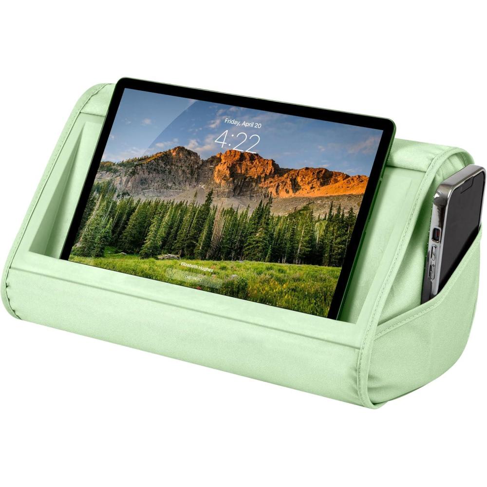 imageLapGear Tablet Pillow Stand  11quot Slot for iPads Galaxy Tabs Kindles EReaders ampamp Phones  Cushioned Holder with Storage Pocket ampamp Handle  Sky Blue  Style No 33103Sage Green