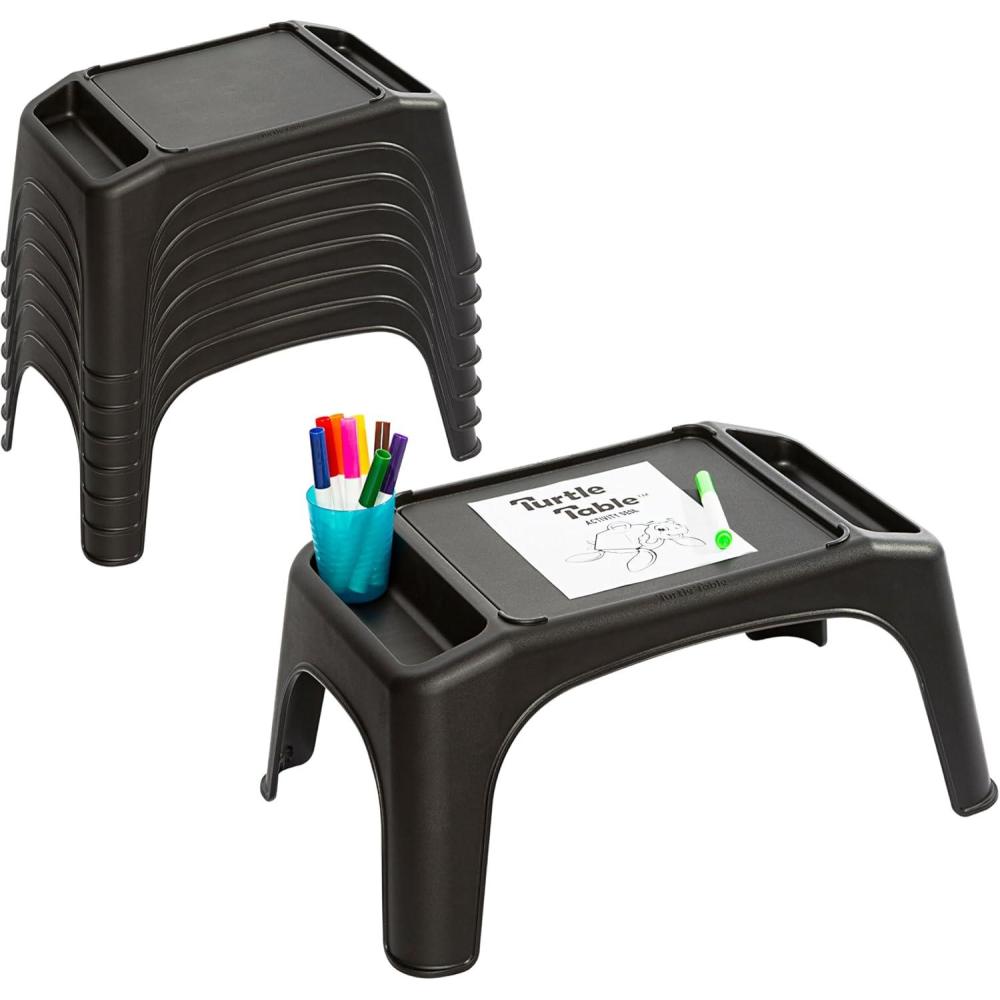 imageLapGear Turtle Table Kids Activity Lap Desk Tray with Storage Wells for Snacks Play Classroom and Sensory Toys  Black  Style No 20108Black