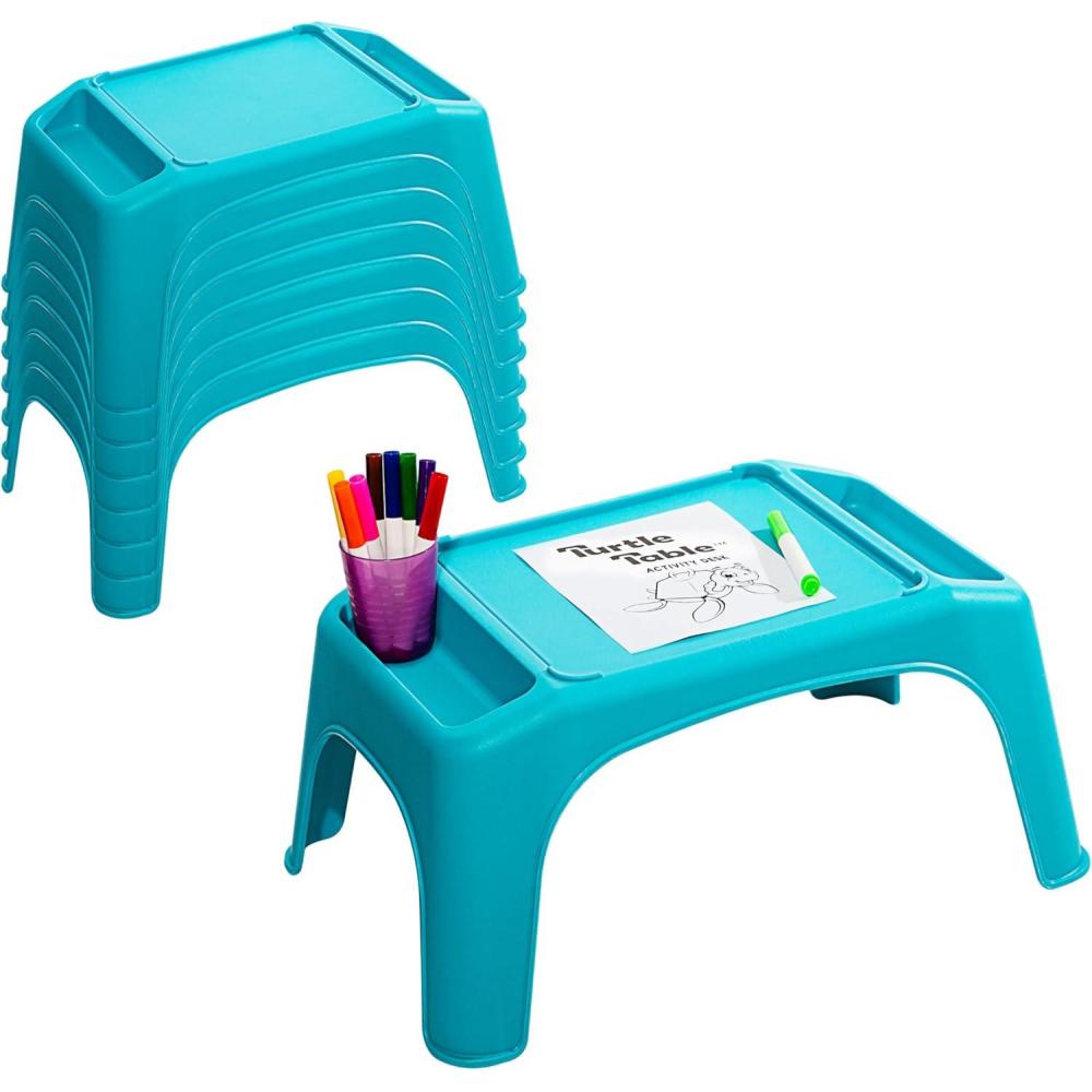 imageLapGear Turtle Table Kids Activity Lap Desk Tray with Storage Wells for Snacks Play Classroom and Sensory Toys  Black  Style No 20108Blue