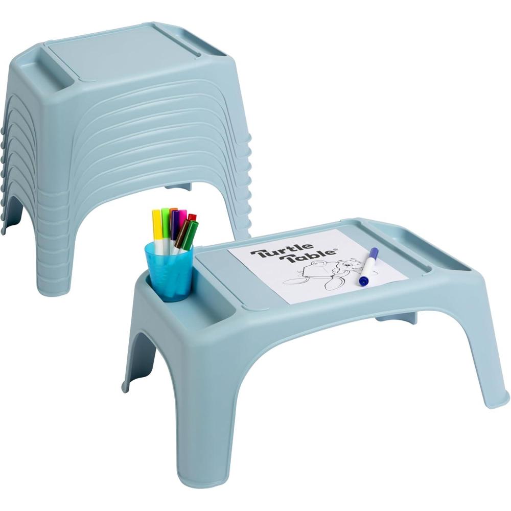 imageLapGear Turtle Table Kids Activity Lap Desk Tray with Storage Wells for Snacks Play Classroom and Sensory Toys  Black  Style No 20108Sky Blue