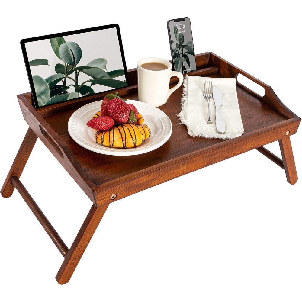 imageROSSIE HOME Extra Large Bamboo Bed Tray Lap Tray Lap Desk with Phone Holder  Fits up to 173 Inch Laptops and Most Tablets  Natural  Style No 78107Java Bamboo