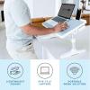 imageLAPGEAR Easy Tilt Leather Laptop Bed Desk with Adjustable Legs Wrist Rest Media Slot and Builtin Storage  Black  Fits up to 17 Inch Laptops  Style No 78508Gray