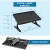 imageLAPGEAR Easy Tilt Leather Laptop Bed Desk with Adjustable Legs Wrist Rest Media Slot and Builtin Storage  Black  Fits up to 17 Inch Laptops  Style No 78508Black