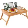 imageROSSIE HOME Extra Large Bamboo Bed Tray Lap Tray Lap Desk with Phone Holder  Fits up to 173 Inch Laptops and Most Tablets  Natural  Style No 78107Natural Bamboo
