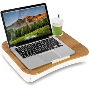 imageLAPGEAR Cup Holder Lap Desk with Device Ledge  White Marble  Fits up to 14 Inch Laptops  Style No 46305White Oak Woodgrain
