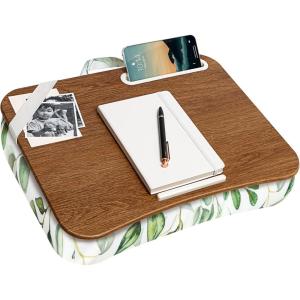 imageLAPGEAR Designer Lap Desk with Phone Holder and Device Ledge  Buffalo Check  Fits up to 156 Inch Laptops  Style No 45428Watercolor Leaves