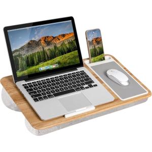 imageLAPGEAR Home Office Pro Lap Desk with Wrist Rest Mouse Pad and Phone Holder  Taj Mahal Marble  Fits up to 156 Inch Laptops  Style No 91601Oak Woodgrain