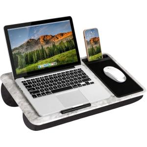 imageLAPGEAR Home Office Pro Lap Desk with Wrist Rest Mouse Pad and Phone Holder  Taj Mahal Marble  Fits up to 156 Inch Laptops  Style No 91601White Marble