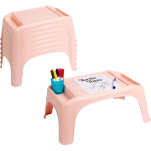 imageLAPGEAR Turtle Table Kids Flexible Seating Lap Desk Tray with Storage for Snacks Play Classroom and Sensory Activities  Assorted Pastels  Pack of 8  Style No 20120Rose Quartz