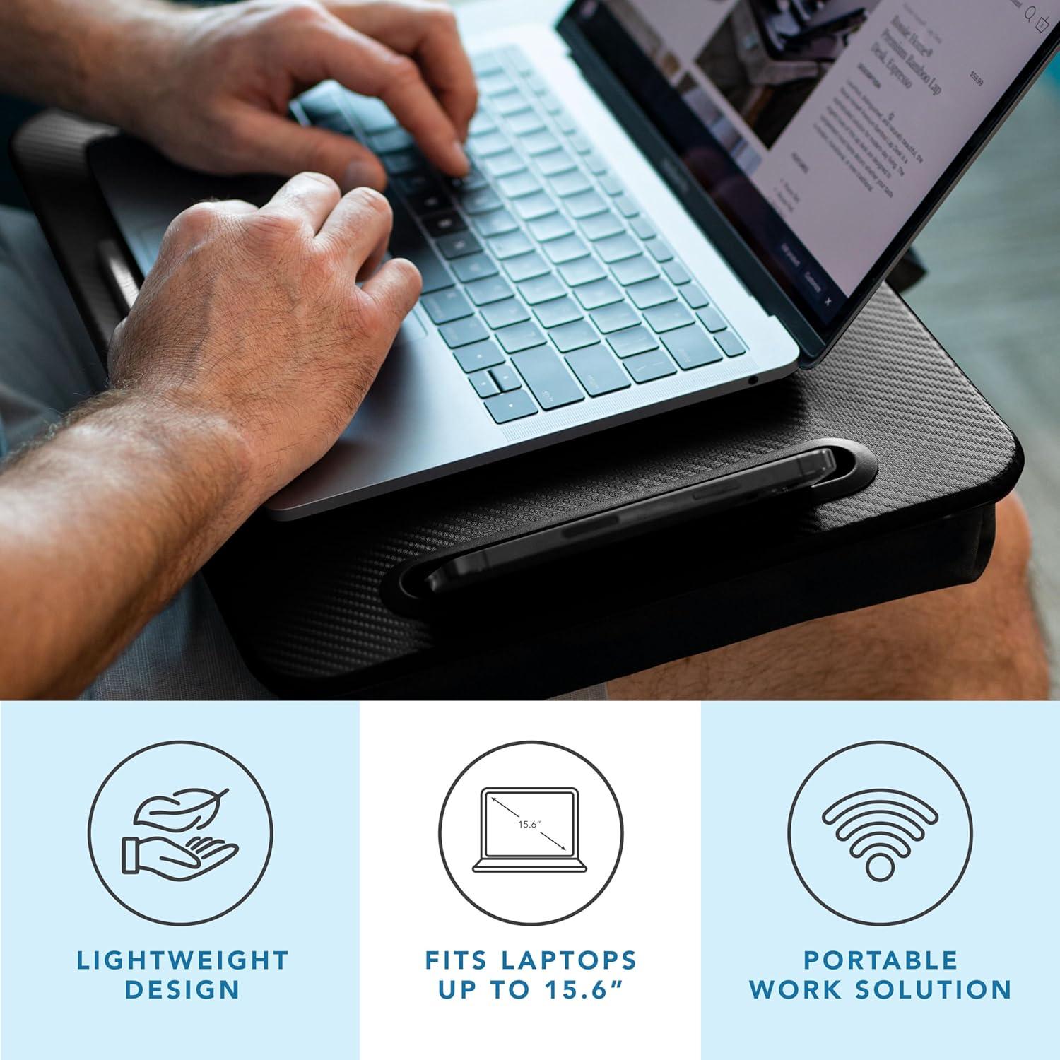 imageLAPGEAR Sidekick Lap Desk with Device Ledge and Phone Holder  Black  Fits up to 156 Inch Laptops  Style No 44218Black