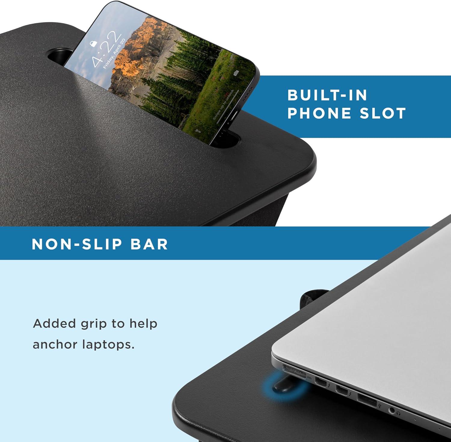 imageLAPGEAR Sidekick Lap Desk with Device Ledge and Phone Holder  Black  Fits up to 156 Inch Laptops  Style No 44218Black