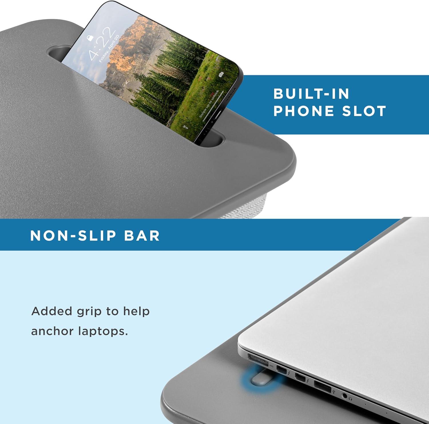 imageLAPGEAR Sidekick Lap Desk with Device Ledge and Phone Holder  Black  Fits up to 156 Inch Laptops  Style No 44218Gray