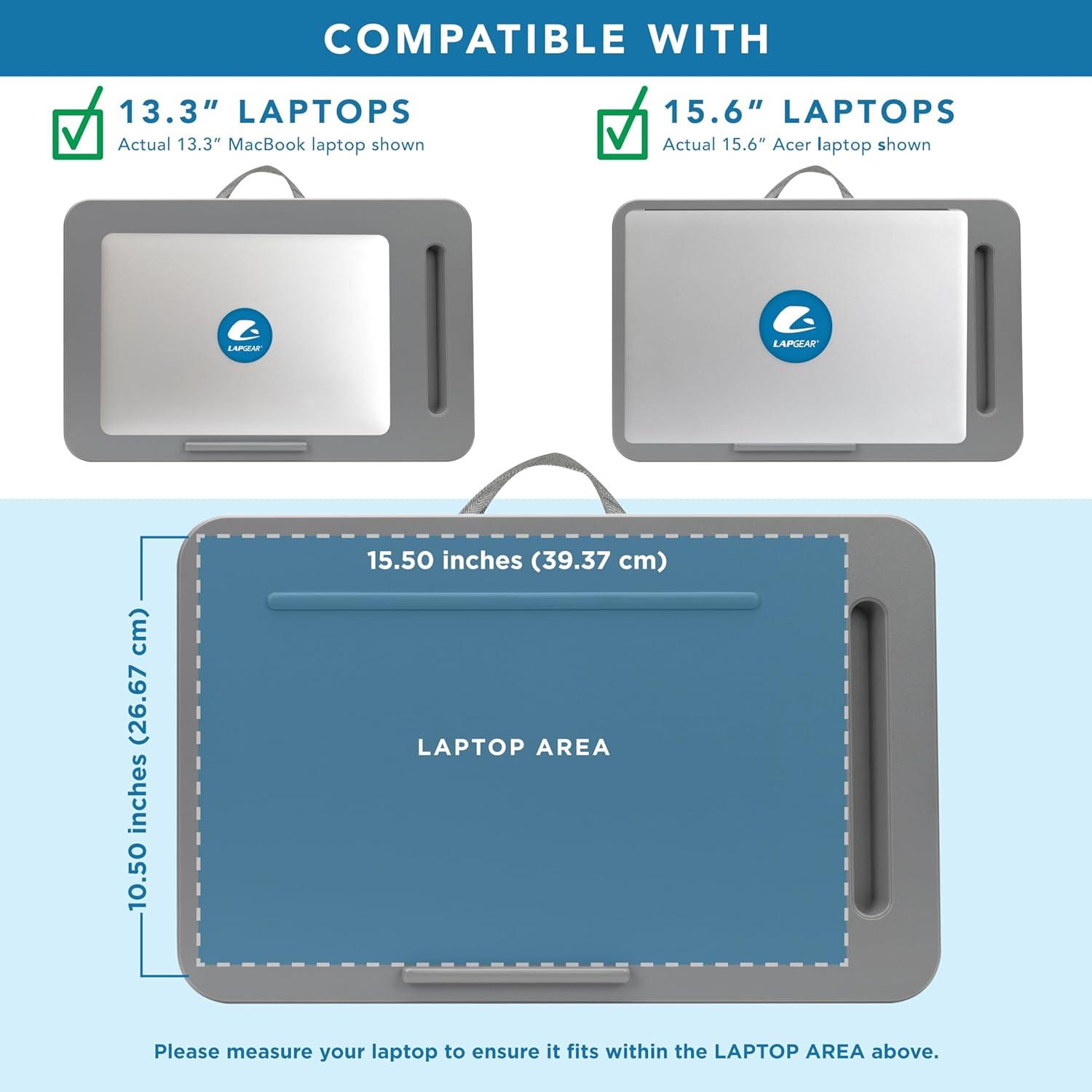 imageLAPGEAR Sidekick Lap Desk with Device Ledge and Phone Holder  Black  Fits up to 156 Inch Laptops  Style No 44218Gray