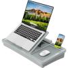 imageLAPGEAR Ergonomic Pro 20 Lap Desk with 9 Adjustable Heights Builtin Mouse Pad amp Phone Slot  Full Microbead Cushion Storage Pocket  Fits Laptops up to 156  Gray  Style No 49505Gray