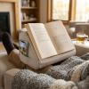 imageLAPGEAR Book Pillow  Lap Reading Cushion with Builtin Book Stand  Fits 6x9 Books amp Similar Sizes  Denim Blue  Style No 33203Almond