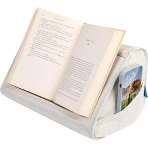 imageLAPGEAR Book Pillow  Lap Reading Cushion with Builtin Book Stand  Fits 6x9 Books amp Similar Sizes  Denim Blue  Style No 33203Almond