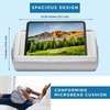 image:imageLAPGEAR Tablet Pillow Stand  11 Slot for iPads Galaxy Tabs Kindles EReaders amp Phones  Cushioned Holder with Storage Pocket amp Handle  Almond  Style No 33107Almond