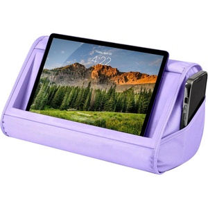 image:imageLAPGEAR Tablet Pillow Stand  11 Slot for iPads Galaxy Tabs Kindles EReaders amp Phones  Cushioned Holder with Storage Pocket amp Handle  Almond  Style No 33107Purple Amethyst