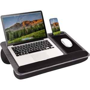 image:imageLAPGEAR Home Office Pro Lap Desk with Wrist Rest Mouse Pad and Phone Holder  Slate Blue  Fits up to 156 Inch Laptops  Style No 91623Gray Woodgrain