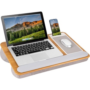 image:imageLAPGEAR Home Office Pro Lap Desk with Wrist Rest Mouse Pad and Phone Holder  Slate Blue  Fits up to 156 Inch Laptops  Style No 91623Oak Woodgrain