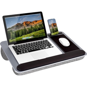 image:imageLAPGEAR Home Office Pro Lap Desk with Wrist Rest Mouse Pad and Phone Holder  Slate Blue  Fits up to 156 Inch Laptops  Style No 91623Silver Carbon